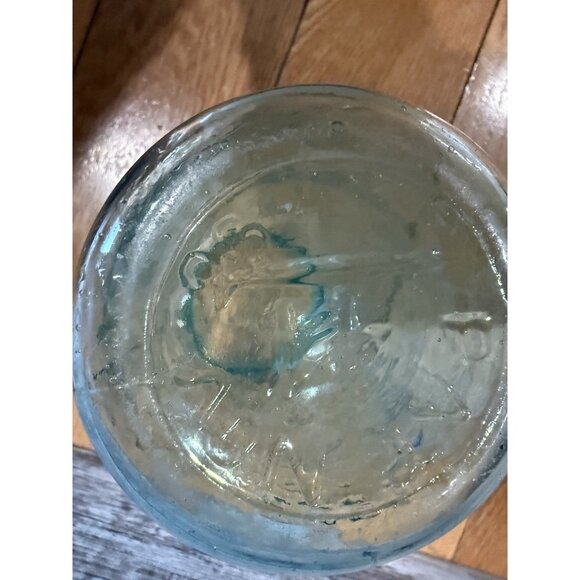 Mason's Hero Cross Patent Nov. 30 1858 Blue Glass Canning Jar Pint Size - Picture 12 of 16